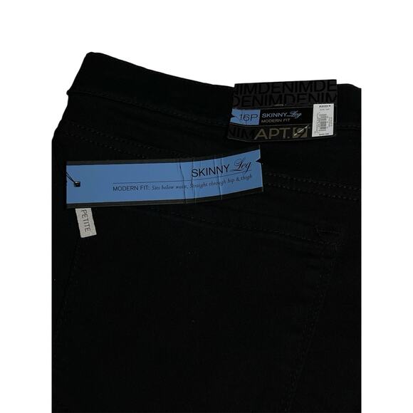 Apt. 9 Modern Fit Skinny Leg Denim Jeans Women's 16P Petite Black Mid Rise Pants - Picture 4 of 11